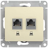 Розетка компьютерная без рамки Systeme Electric Glossa 2-м. RJ45+RJ45 5e бежевый картинка